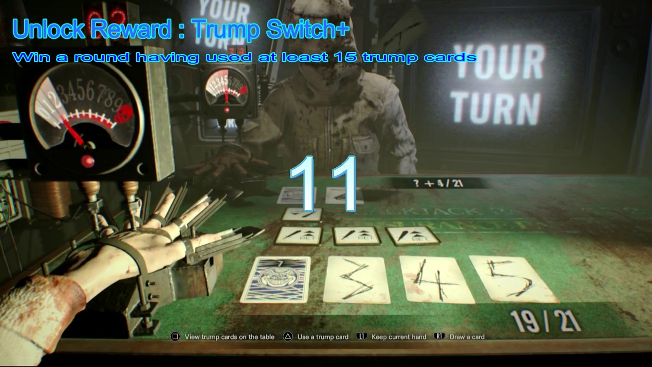 Resident Evil 7 -  Vol 2 BlackJack / Trump Switch+ - Win a round having used at least 15 trump cards