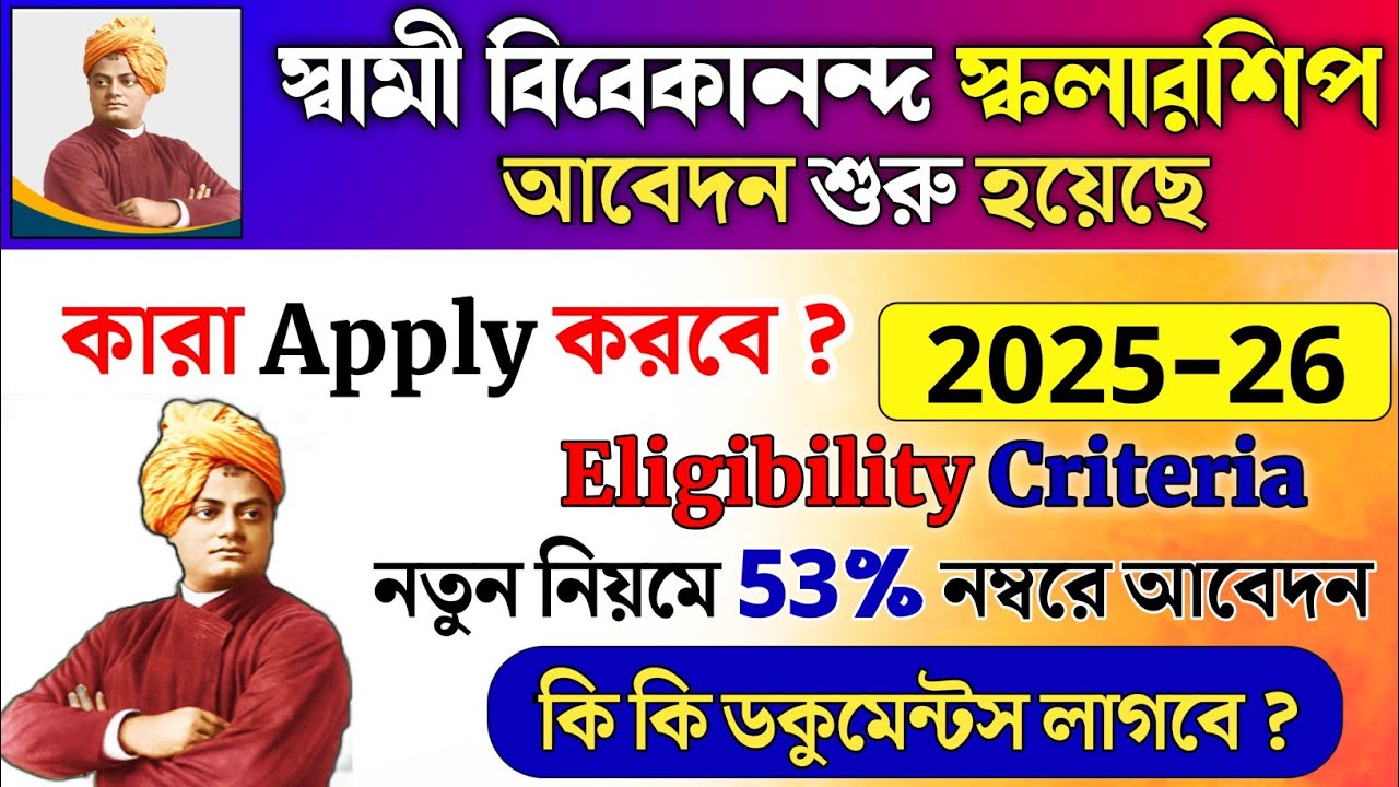 swami vivekananda scholarship 2025 | svmcm scholarship eligibility criteria, documents