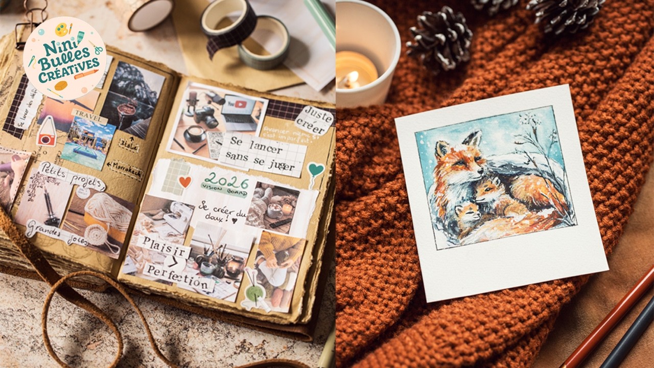 Moment créatif : vision board 2026 & famille de renards à la gouache