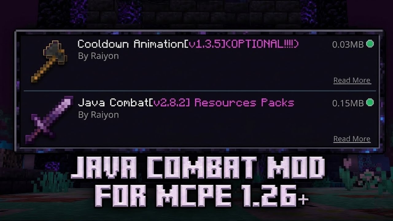 Java Combat Mod For MCPE 1.26+ | [Critical Hits and Java Animations] 🤯