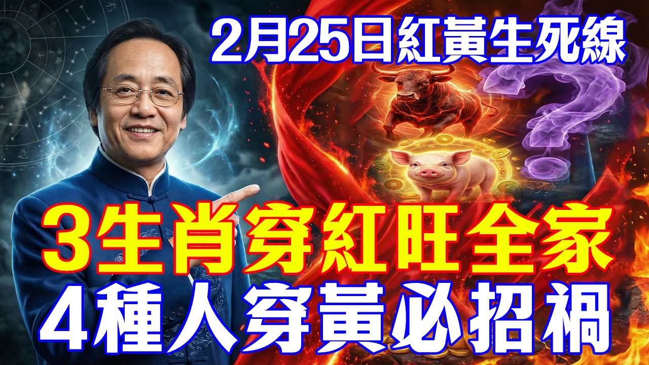 倪海廈洩露天機：2月25日，正月初九是關鍵！3個生肖穿紅鴻運當頭、旺滿全家，4種人穿黃恐遭橫禍、衰運纏身！#倪海廈#黃帝內經#養生#國學#易經#過年#開運#招財#補財庫#中醫#風水#2026運勢