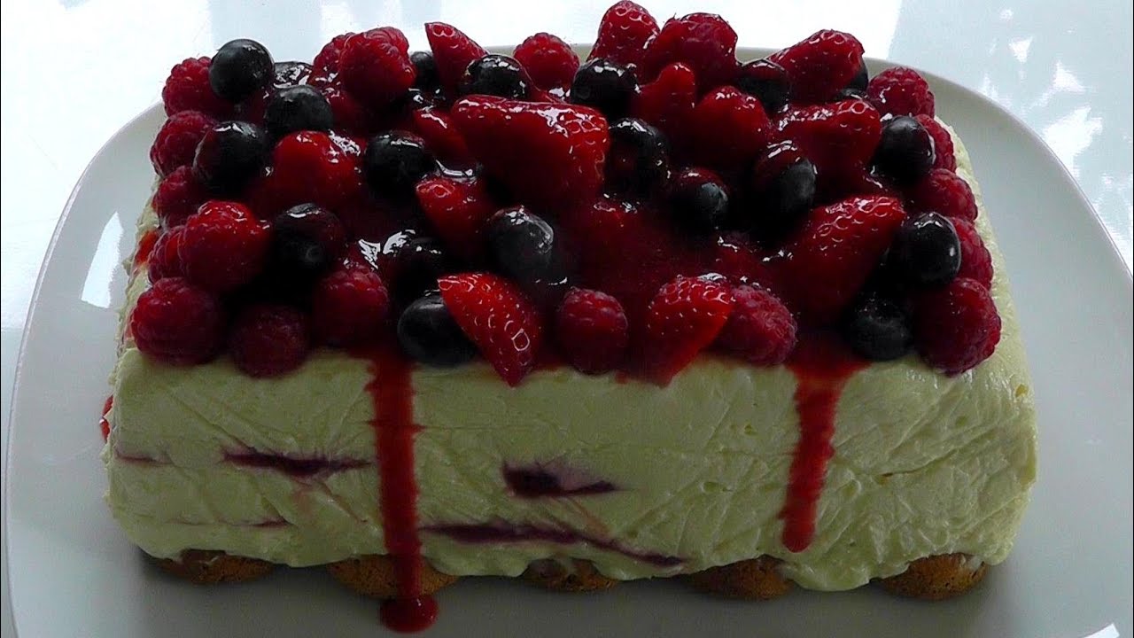 White Chocolate Cheesecake (NO BAKE) Berries & Coulis recipe