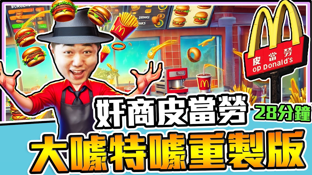 《老皮精華》奸商『皮當勞』有夠噱！亂出餐🍽服務態度又差😒又不給加班費💸就連倒閉前也要大噱特噱！簡直是大爛店🤣※皮當勞 Fast Food Simulator完整28分鐘重製版