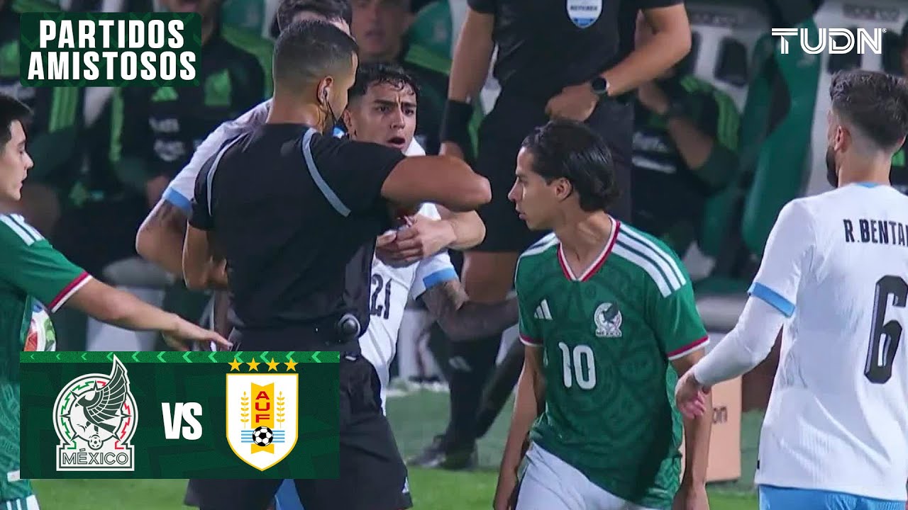 &iexcl;SE ENCARAN y Lainez se lleva la tarjeta! | M&eacute;xico vs Uruguay | Amistoso Internacional | TUDN