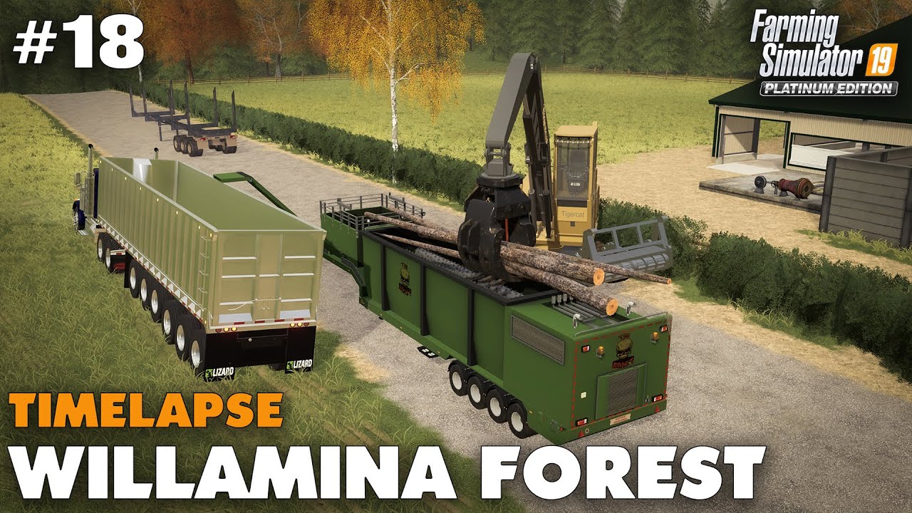 Willamina Forest Timelapse #18 Harvesting Corn & Chipping Wood, Farming simulator 19 Seasons