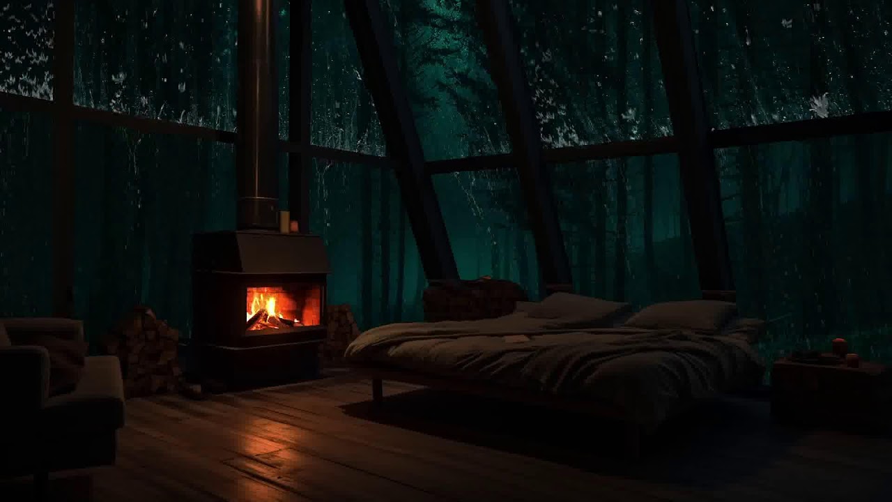 The Sound of Rain Surrounding a Calm and Peaceful Cabin in the Forest