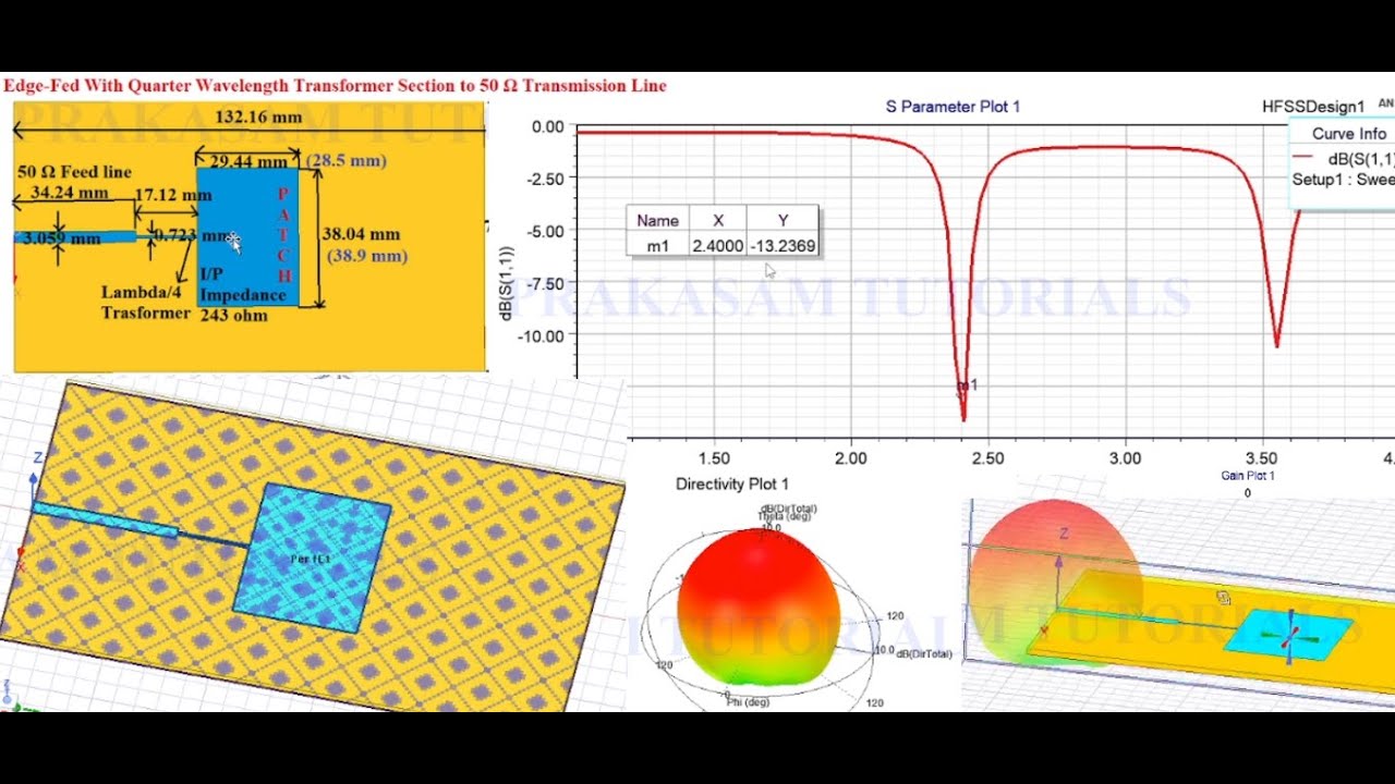 Rectangular Edge-Fed with Quarter-wave Transformer Microstrip Patch Antenna Design & Simulation