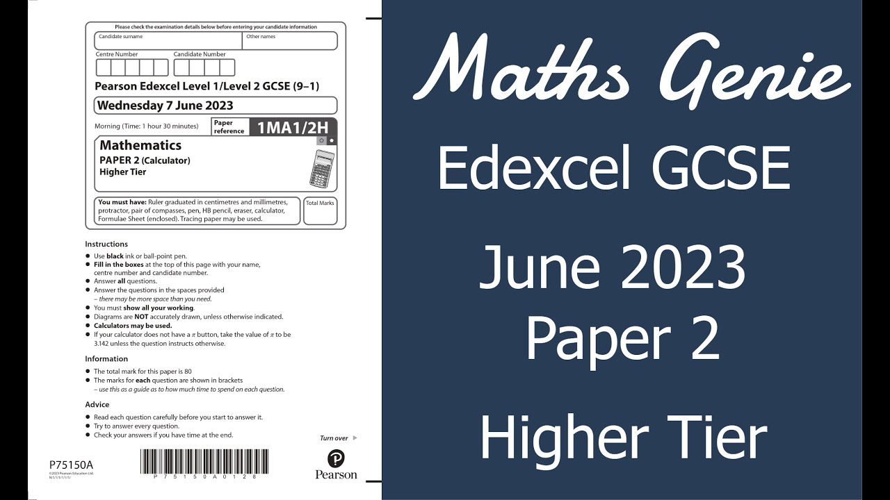 Edexcel Higher Paper 2 June 2023 Exam Walkthrough