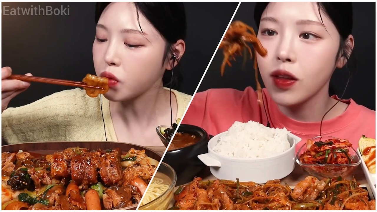 Mukbang mala xiang guo with bbq ribs fried chicken & shrimp big bites asmr compilation voll 60