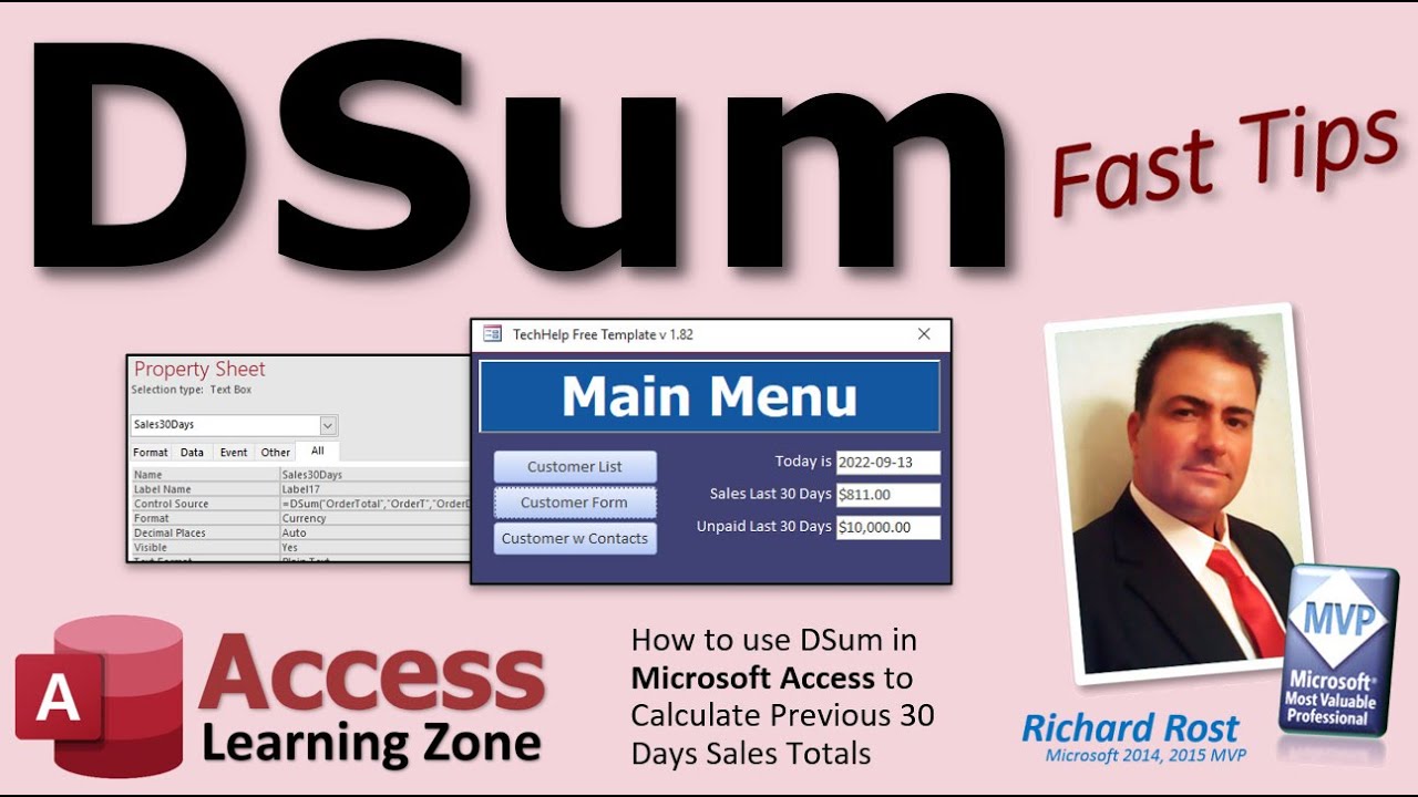 DSum Function with Multiple Criteria in Microsoft Access to Calculate Previous 30 Days Sales Totals