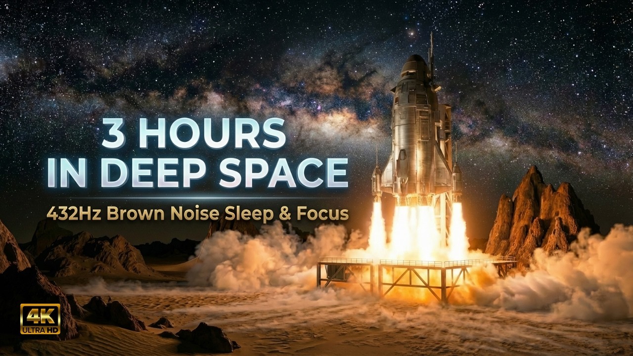 432Hz BROWN NOISE | 3 Hours Deep Space Journey | Deep Sleep & Focus | 4K No Ads