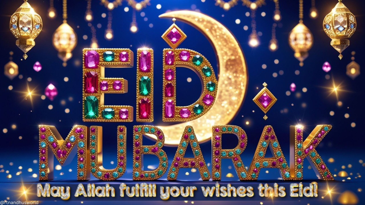 💎🌙🕌 Eid Wishes 2025 |🎥 ✨ 3D Gemstone Eid Mubarak Video Status |🎉