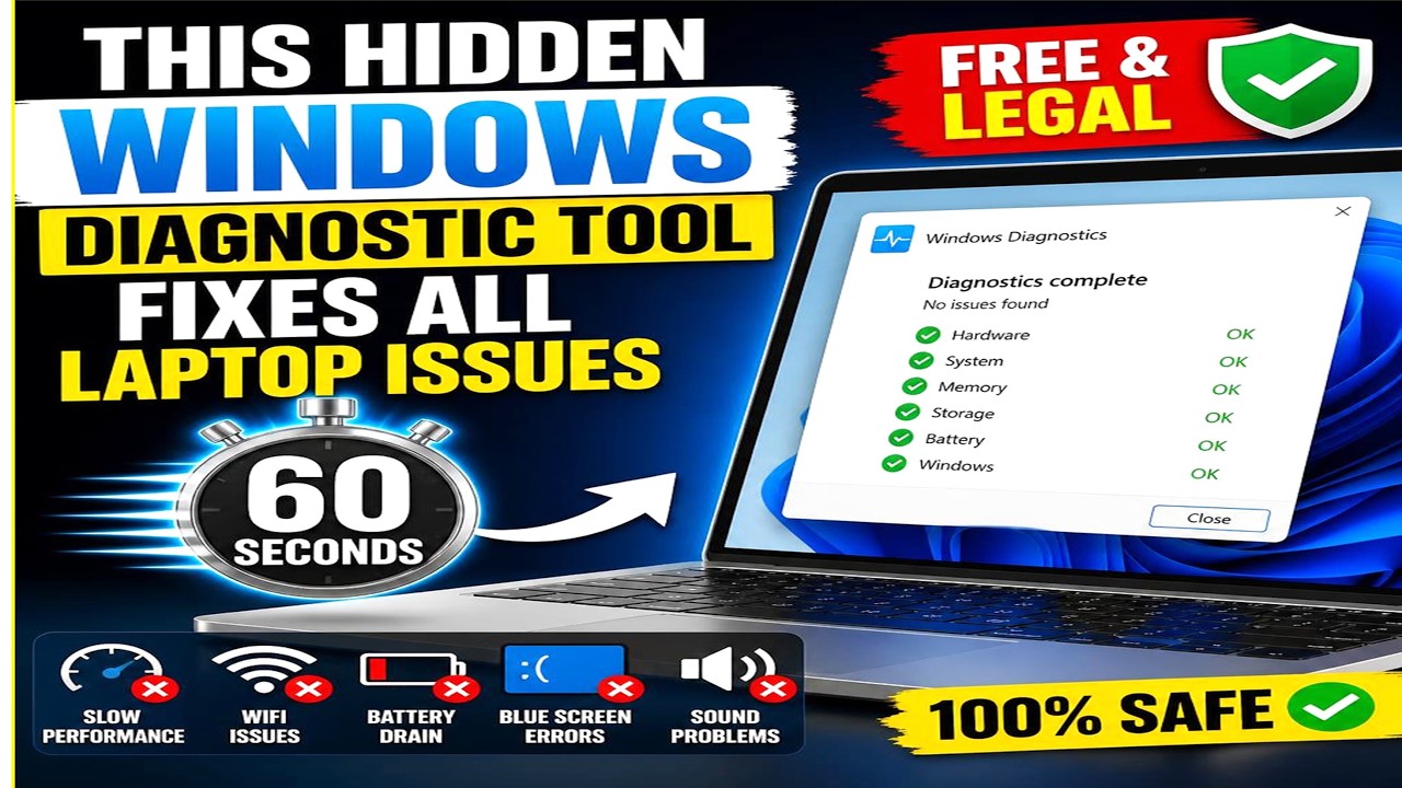 🔥 Hidden Windows Diagnostic Tool You Should Know | Fixes Windows Errors in 60 Seconds!