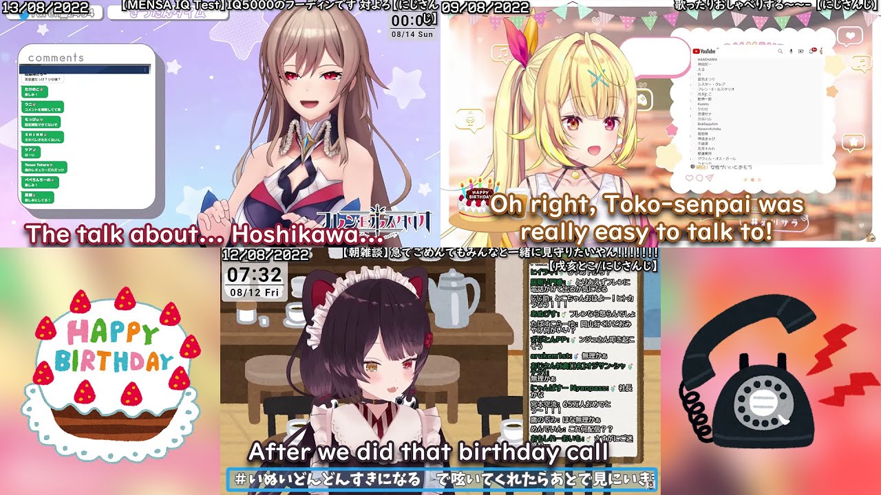 Furen, Hoshikawa and Inui talk about the birthday call [Nijisanji Eng Sub]