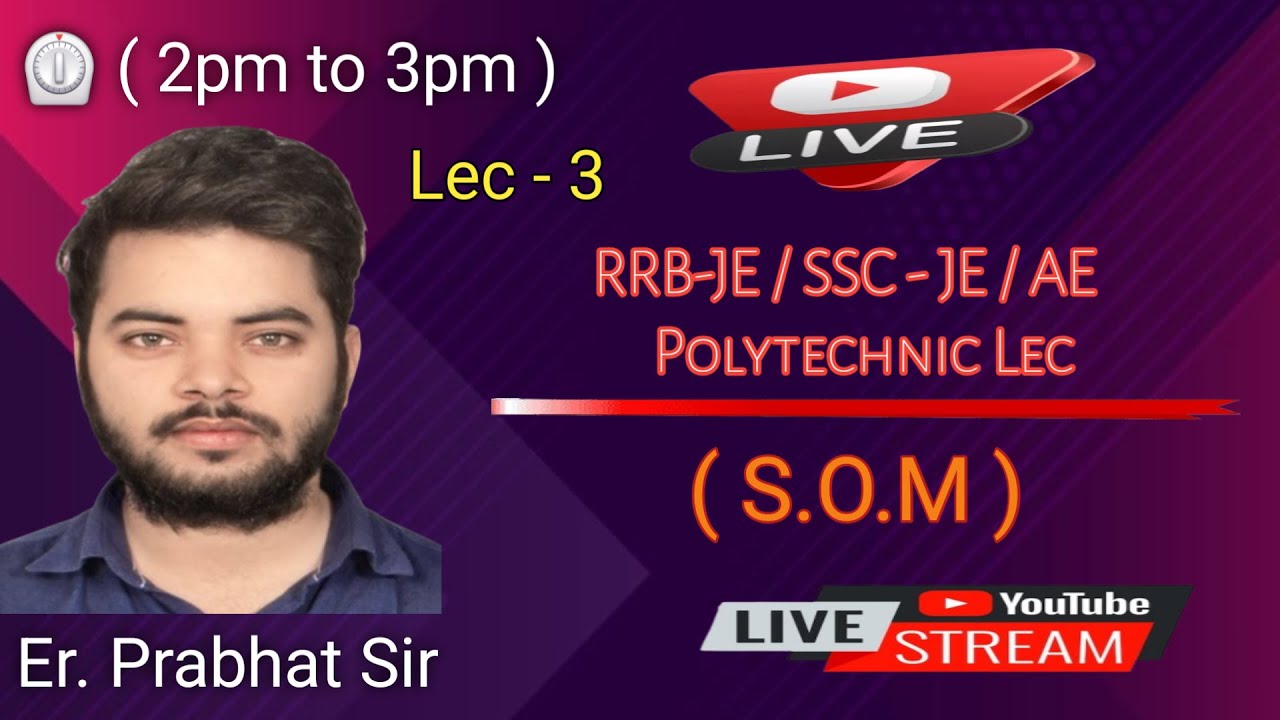 SOM Live Class Lec-3 | Strength of Materials | RRB JE SSC JE AE Polytechnic | Er Prabhat Sir