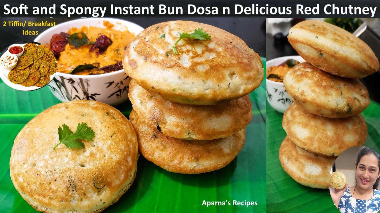Soft and Spongy Instant Bun Dosa with Delicious Red Chutney | Gujrati Methi Dhebra Tiffin Breakfast
