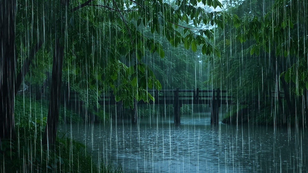 Heavy Rain Falling on a Forest Lake to Help You Fall Asleep Fast | Relaxing ASMR Nature Rain