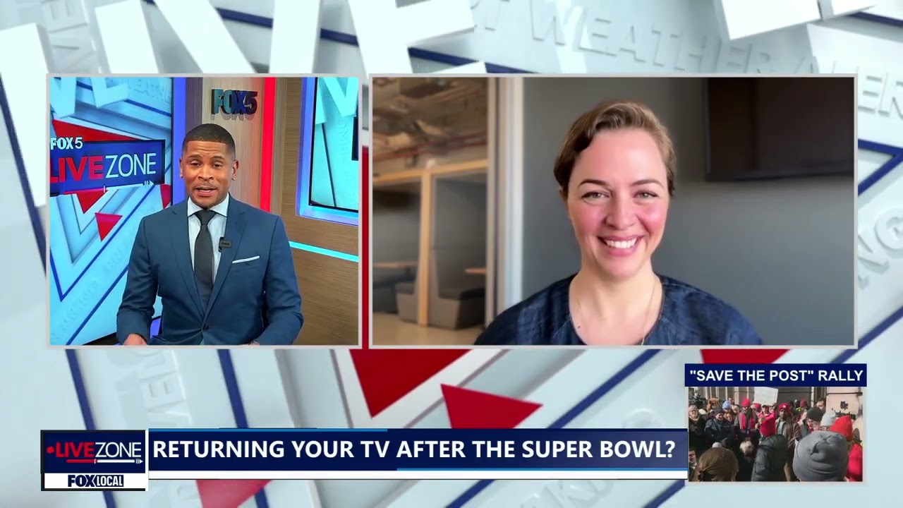 B-Stock's Kylee Hall on Fox 5 DC discussing post Super Bowl TV returns