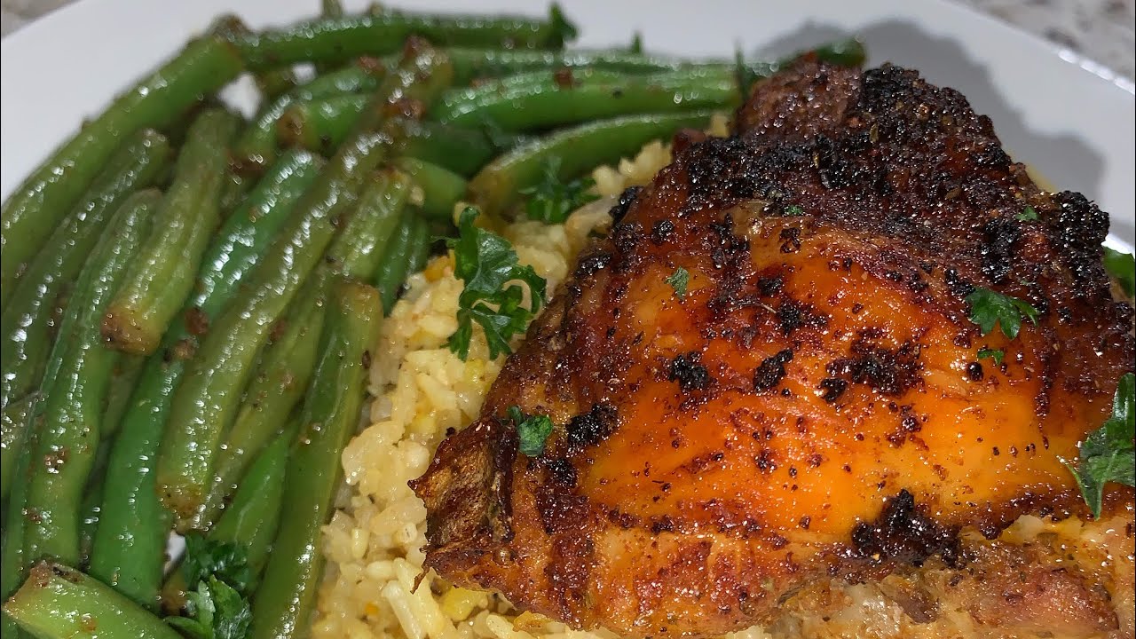 Chicken & Rice | Green Beans | Chicken Thighs Recipe | Easy Dinner Ideas