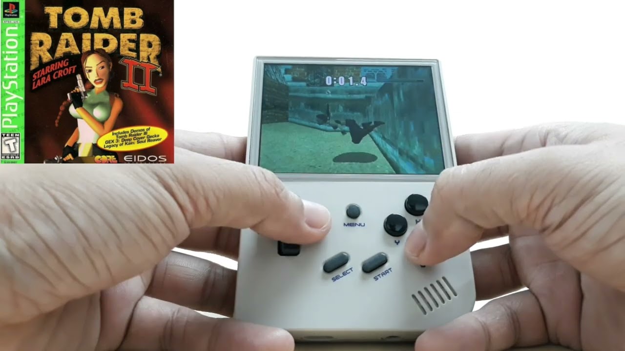 Anbernic RG35XX Gameplay Test Of PS1 Tomb Raider II.