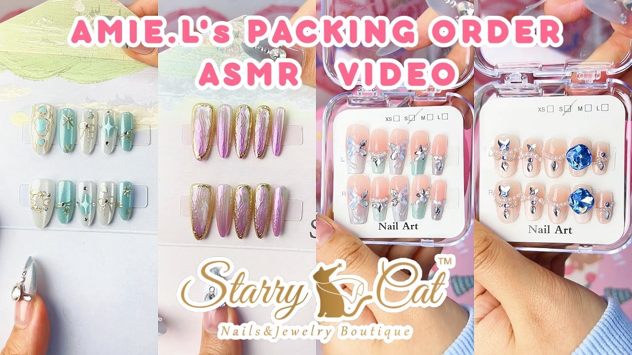 STARRY CAT HANDMADE NAIL DECOR PACKING ASMR