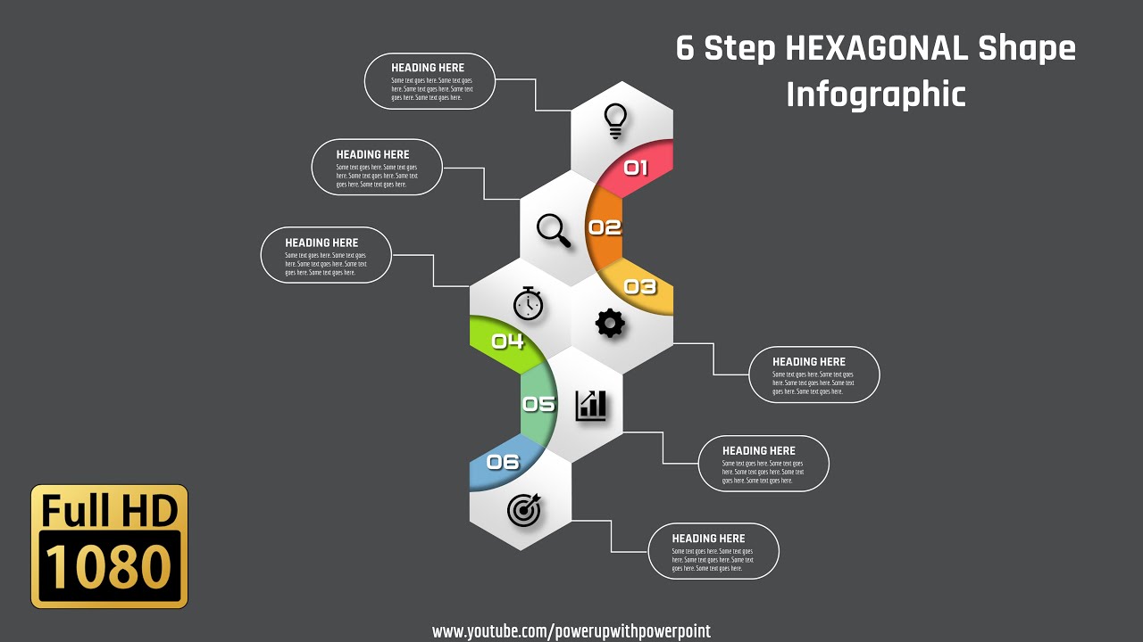 46.[PowerPoint] Create 6 Step HEXAGONAL Shape Infographic|PPT Slide|Graphic design|Free Template