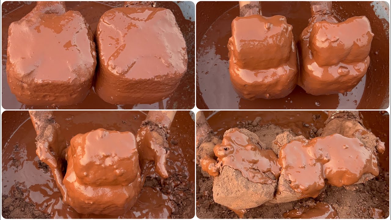 Early morning shoot Red clay water and most dipping satisfying crumbling with creamy paste 
