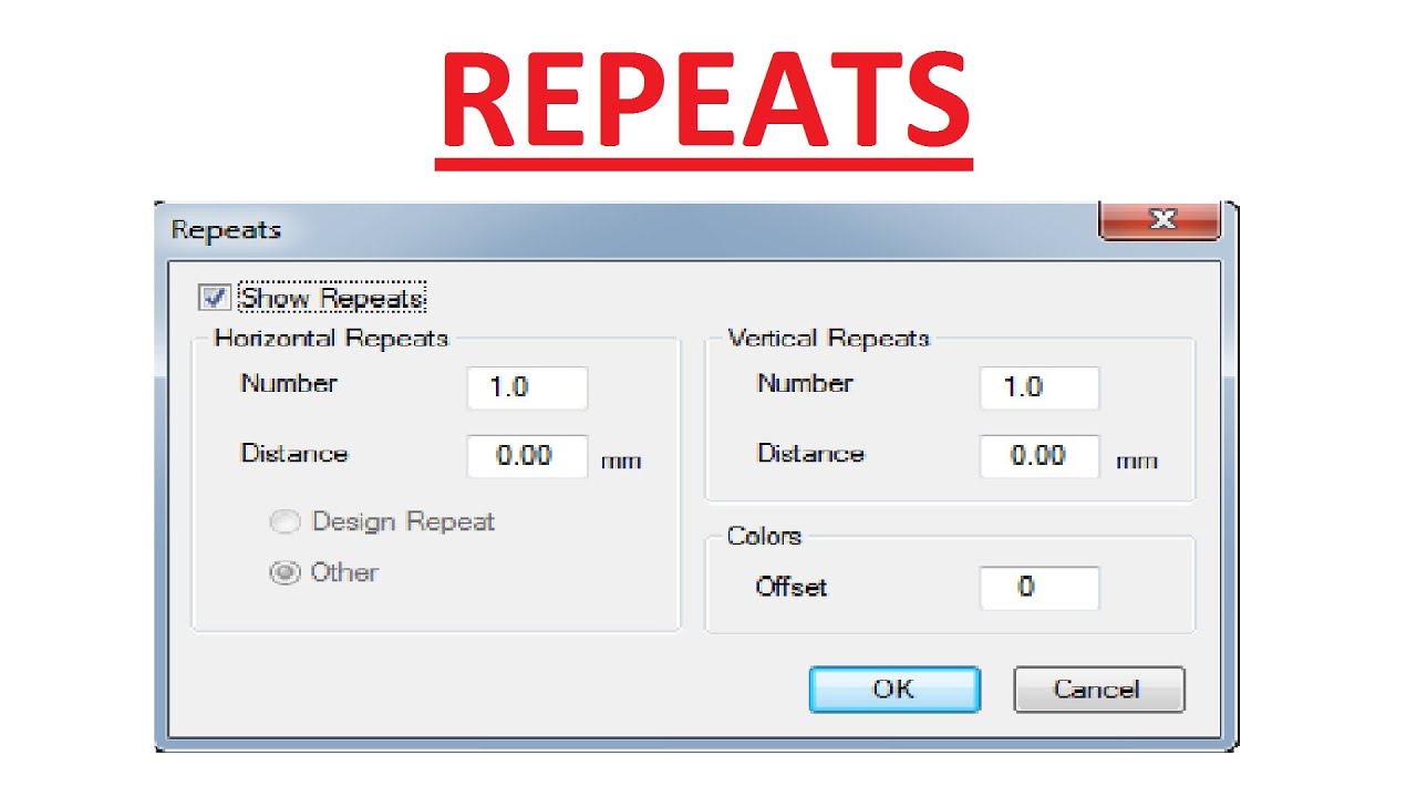 Machine Embroidery | Wilcom software | Repeats set Tips