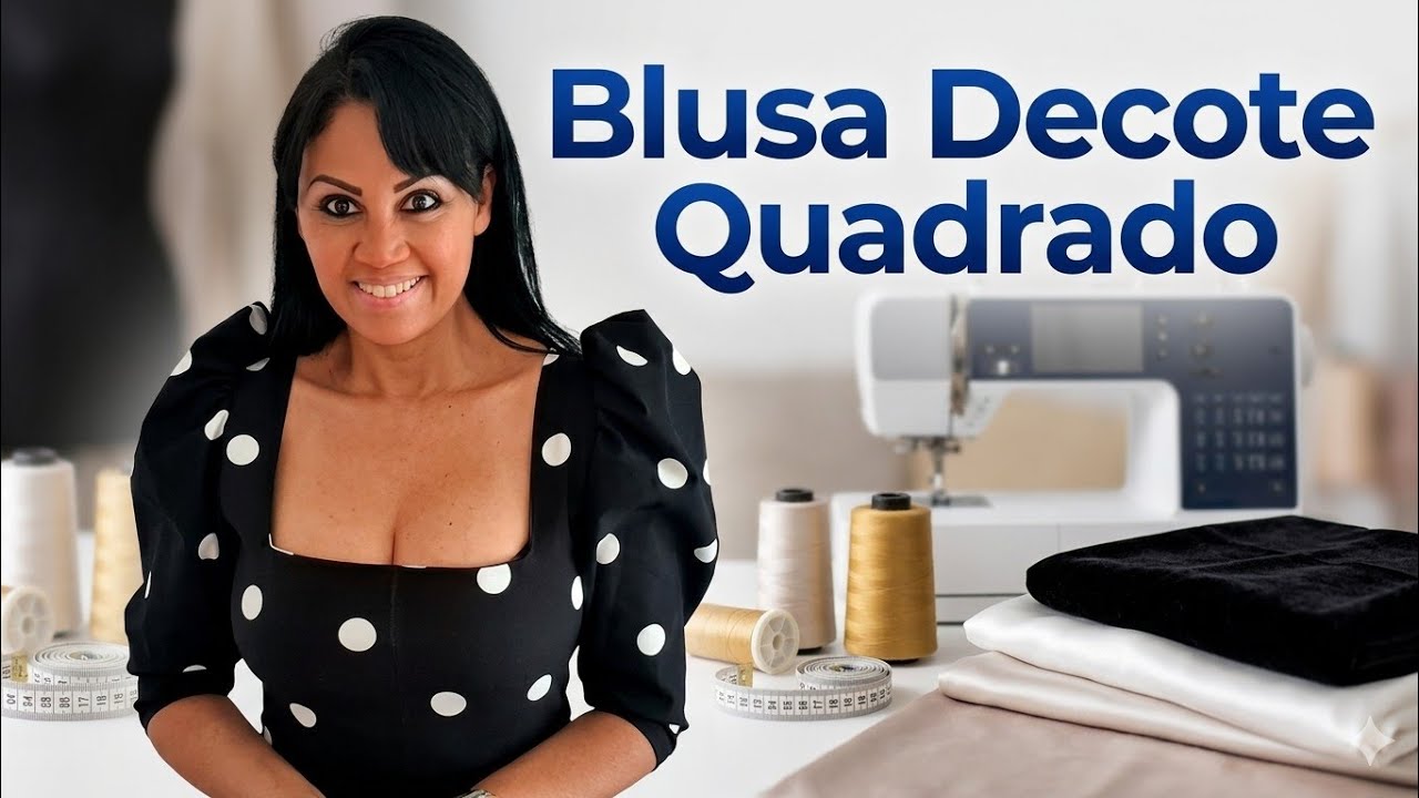 ✅️DIY Como fazer Blusa com Decote Quadrado e Manga Bufante_Costura fácil p iniciante Gisleide Novelo