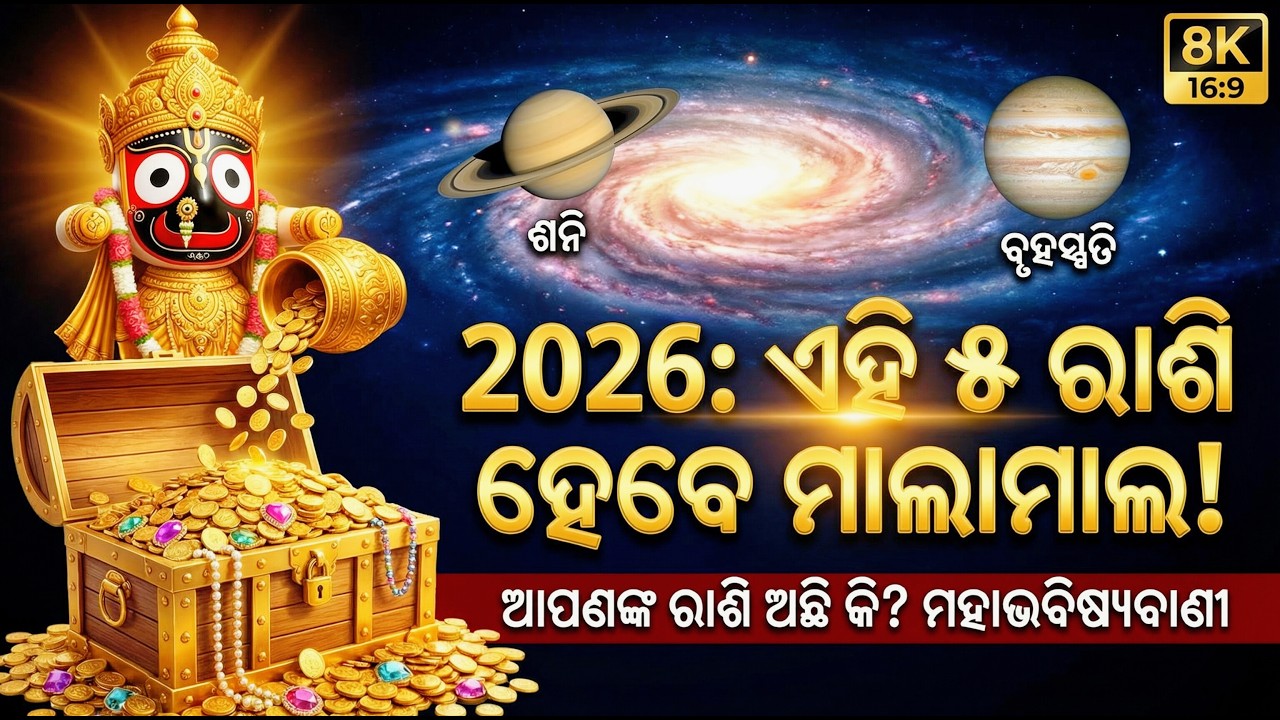୨୦୨୬ ମହାଭବିଷ୍ୟବାଣୀ: ଏହି 5ଟି ରାଶିଙ୍କ ଭାଗ୍ୟ ସମ୍ପୂର୍ଣ୍ଣ ବଦଳିଯିବ! ଖୋଲିବ କୁବେର ଭଣ୍ଡାର 2026 Rashifala Odia