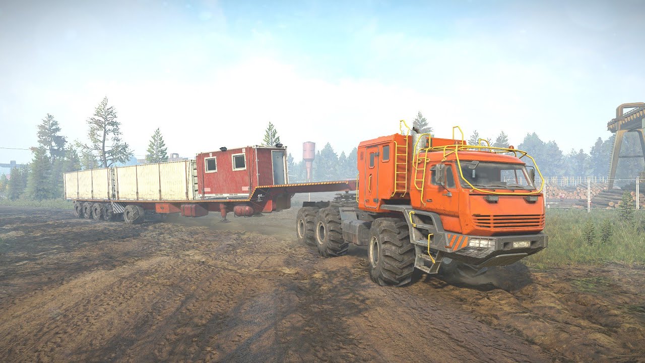 Transporting Heavy Container Through muddy Roads with monster truck | SnowRunner | EnhCrea #148