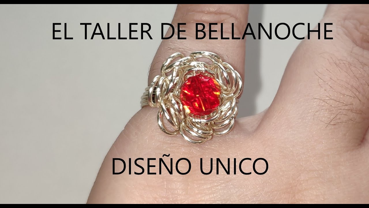COMO HACER UN ANILLO ROSA DE ALAMBRE CON CENEFA DE AROS-HOW TO MAKE A PINK RING OUT OF WIRE RINGS