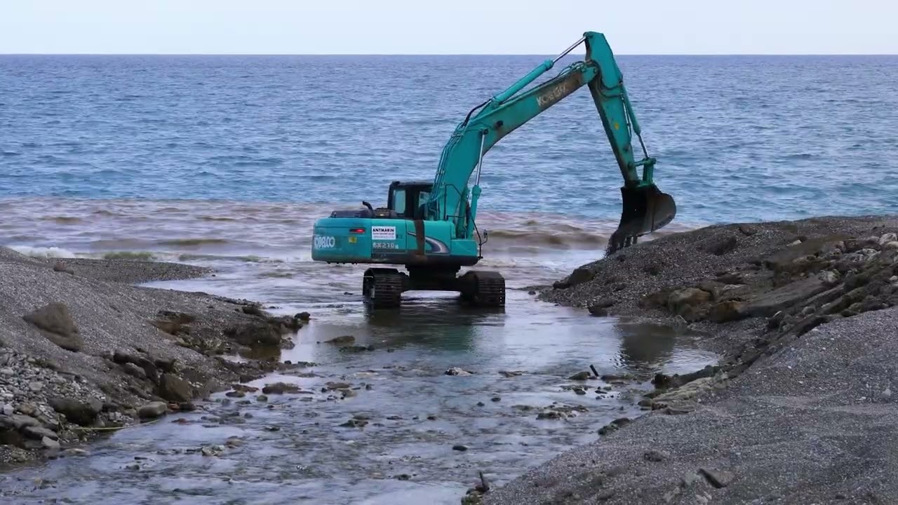 Heavy Excavator Working by the Sea | Relaxing Construction Video 🌊