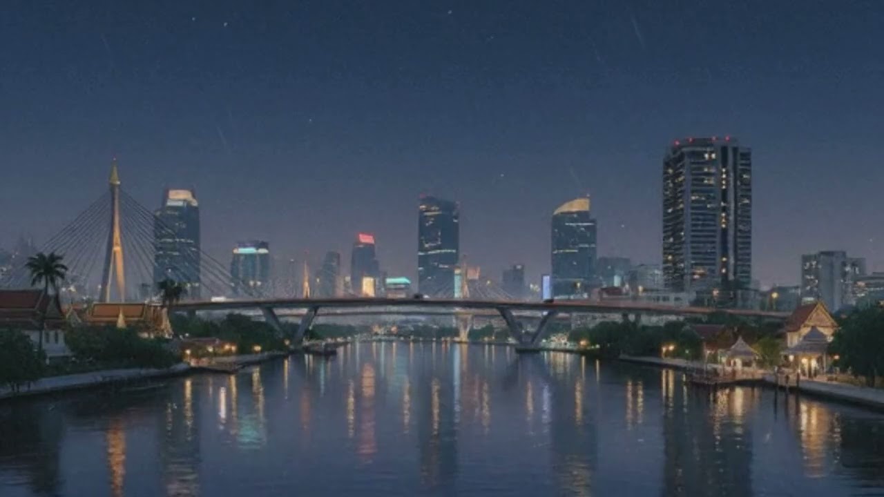 Bangkok After Midnight 🌙 | Rainy River Lofi for Deep Sleep & Relax