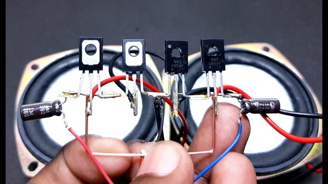 How to make D882 transistor amplifier with 2 channel right & laft clear sound at home