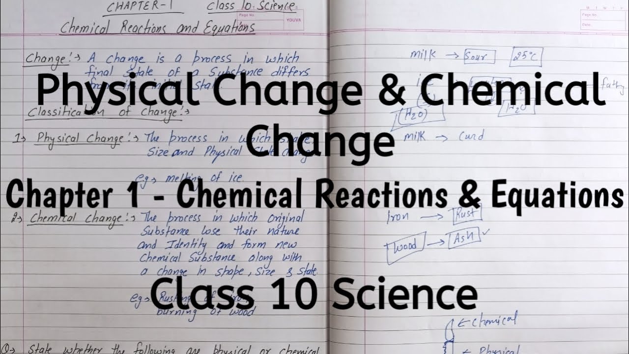 Physical Change | Chemical Change | Chapter 1 | Chemical Reactions and Equations | Class 10 Science
