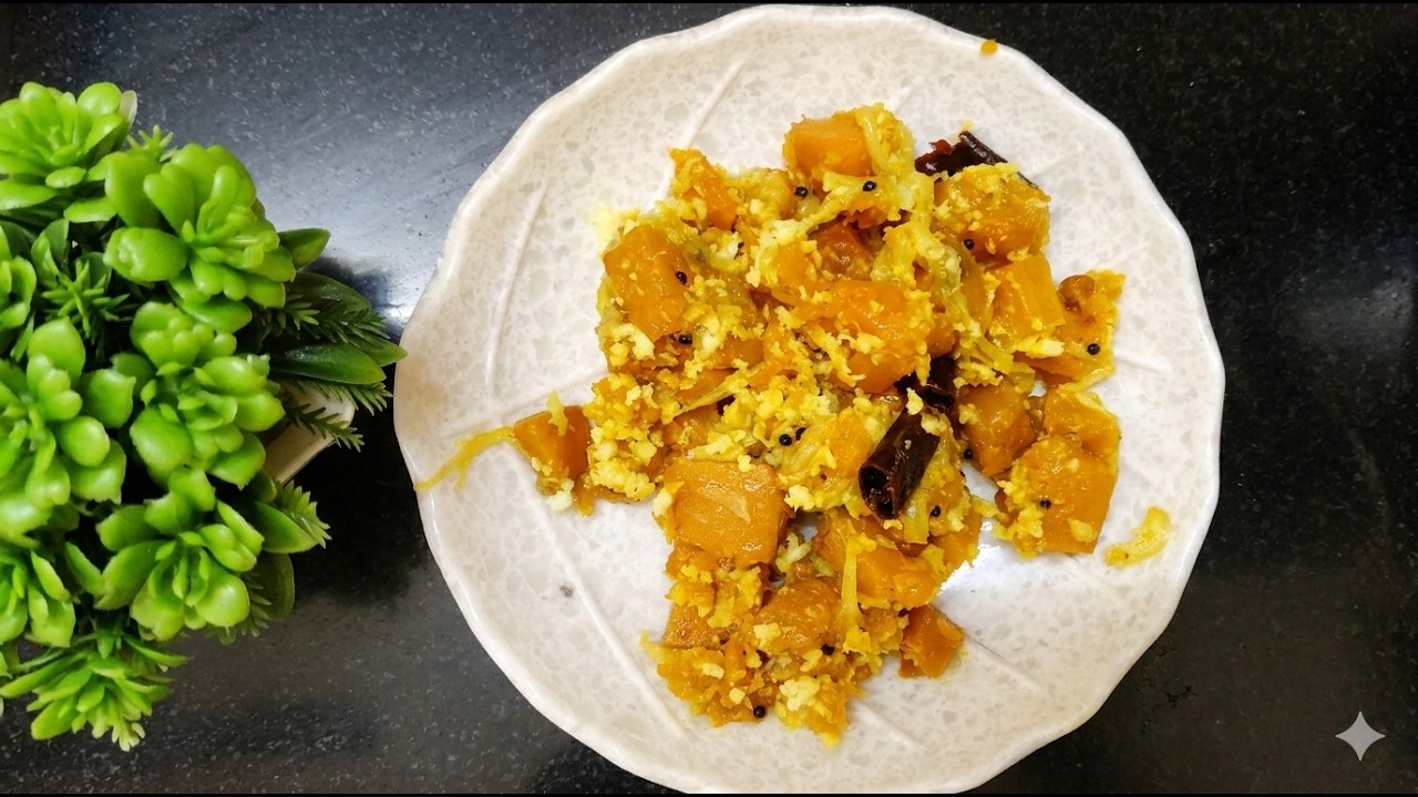 10 நிமிடத்தில் சத்தான மஞ்சள் பூசணிக்காய் பொரியல் | Yellow Pumpkin Poriyal Easy Side Dish for Lunch