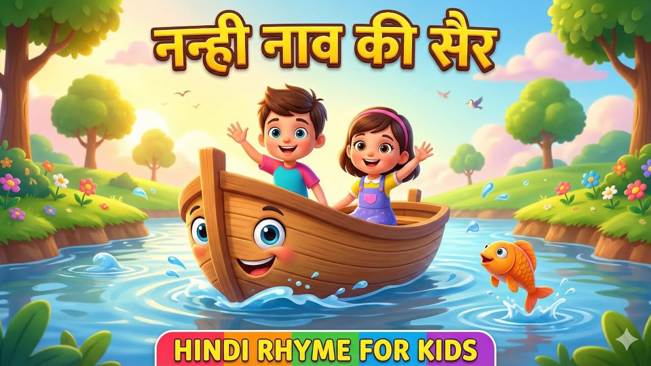 नन्ही नाव की सैर 🚣‍♀️🌊 | Fun Hindi Rhyme for Kids | पानी वाली कविता | Hindi Nursery Rhymes