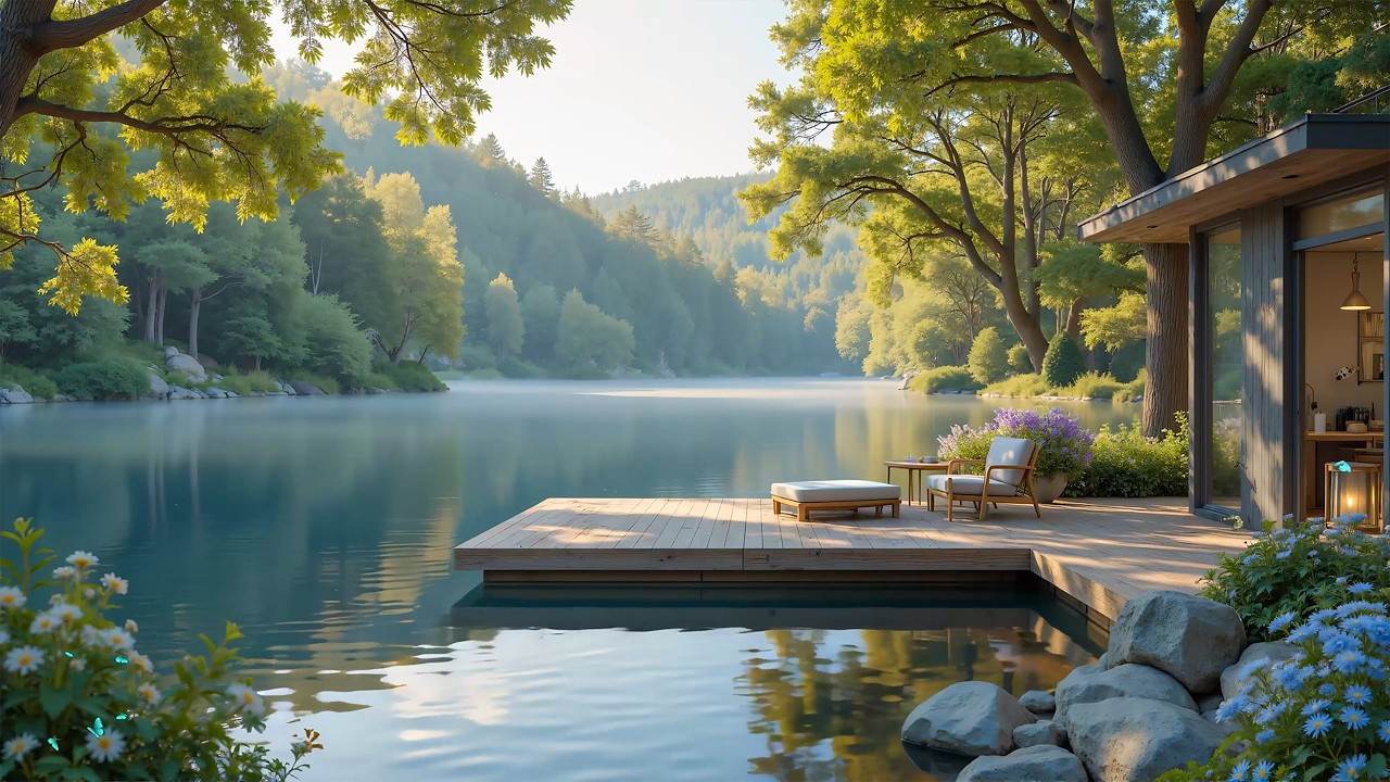 Lakeside Spring Garden Cabin 🌿🎹 Soft Piano & Nature Ambience