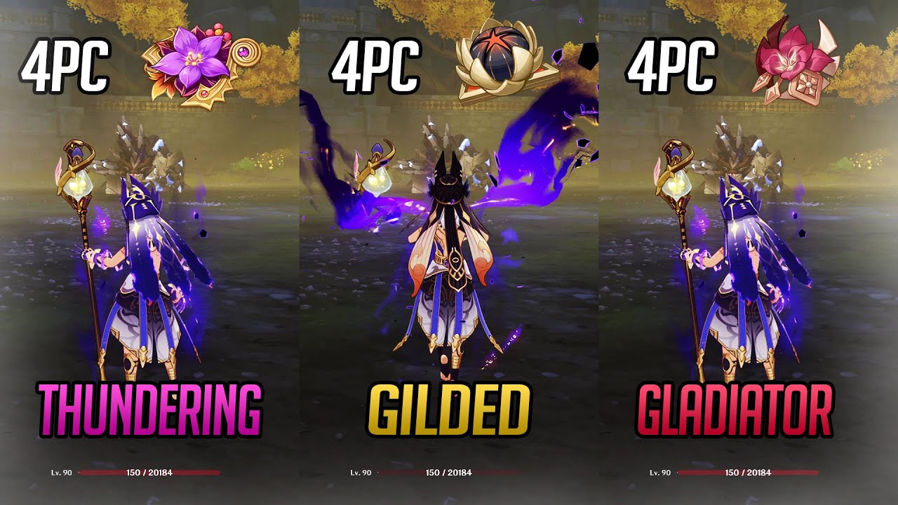 Cyno Artifact Comparison Which One Is Better 4Thundering,4Gilded or 4 Gladiator !!!