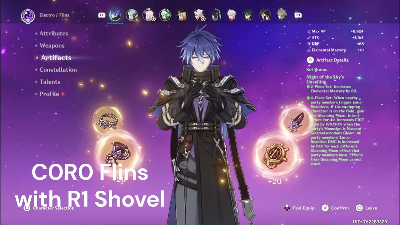 C0 Flins R1 Shovel vs. R1 Bloodsoaked Ruins Damage Comparison | Genshin Impact