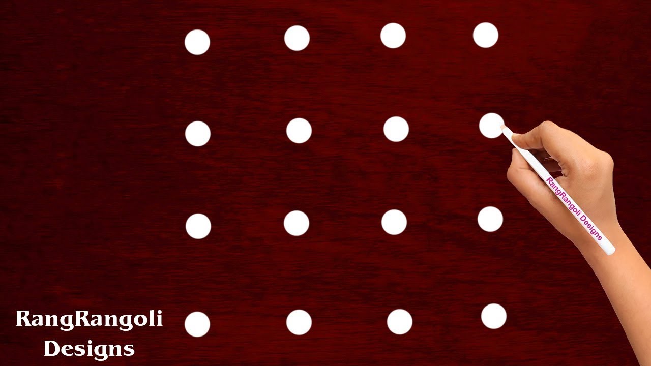 New Apartment kolam design 4*4 dots | beginners rangoli design | easy rangoli design | RangRangoli