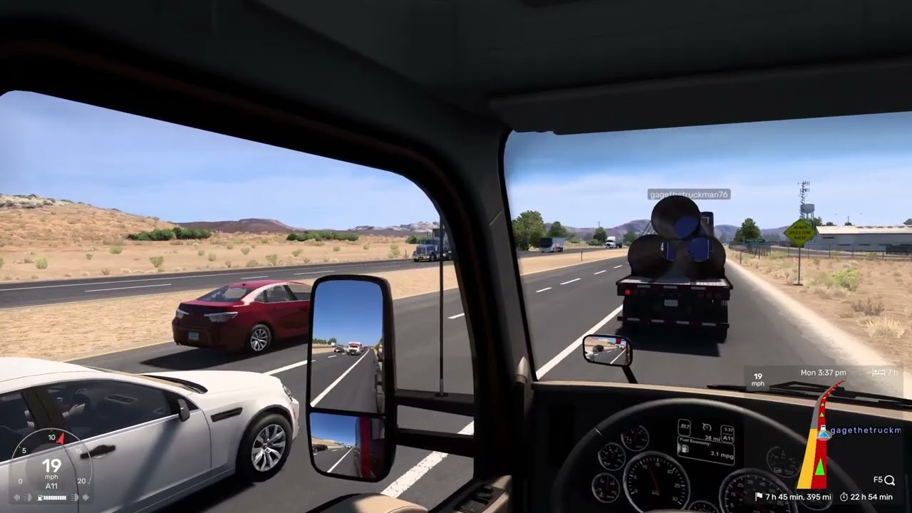 The American Truckers Hauling pipes Vegas to Carson City.