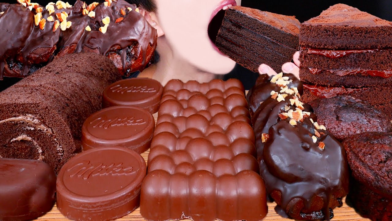 ASMR MAGNUM CHOCOLATE ICE CREAM CAKE NUTELLA TWIX M&M'S LOTUS DESSERT MUKBANG 초콜릿 먹방 EATING SOUNDS