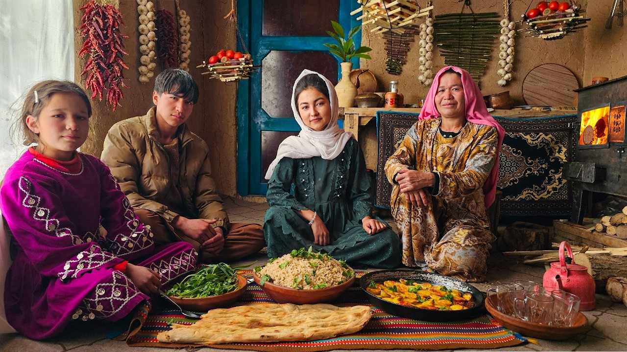 Authentic Afghan Lentil Rice & Snow Day Fun! Traditional Life in Bamyan Mountains