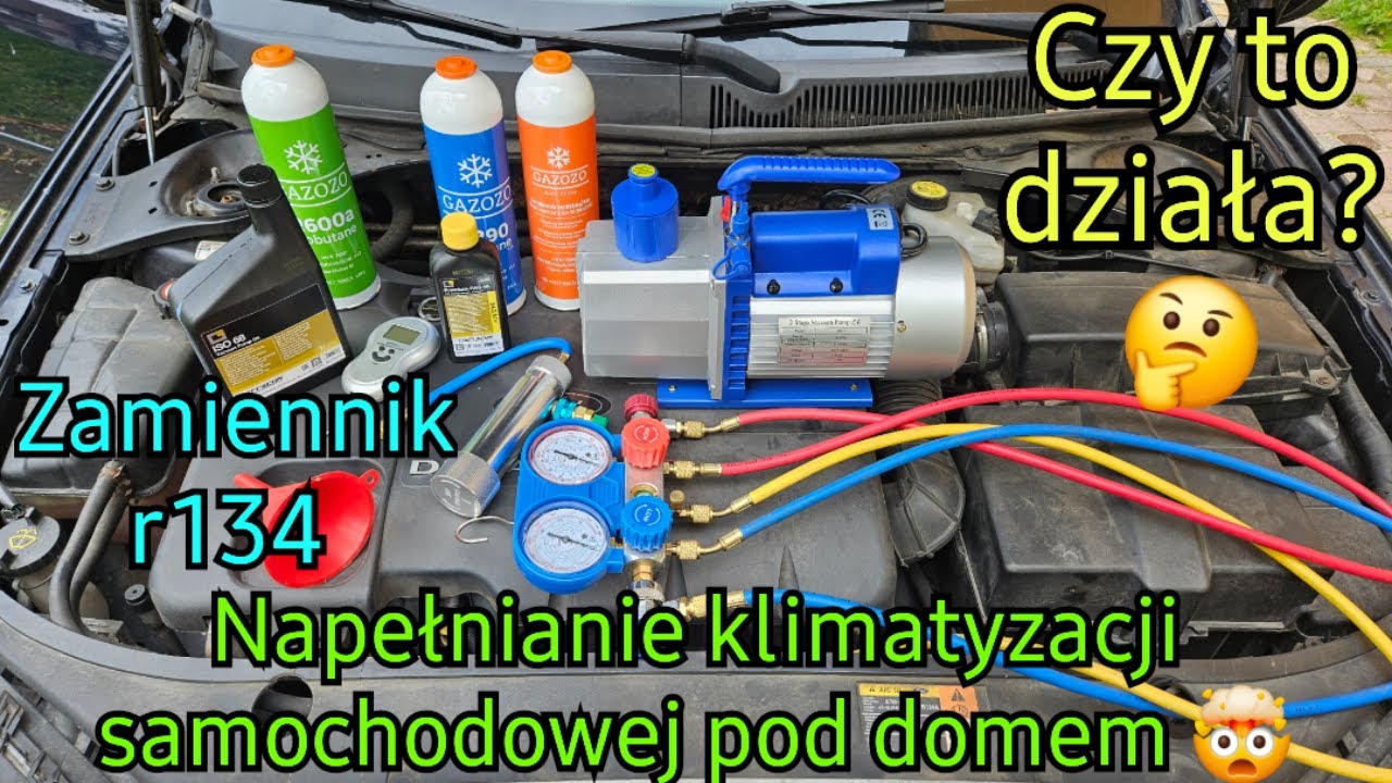 Klimatyzacja samochodowa - napełnianie zamiennikiem r134 pod domem. Eksperyment