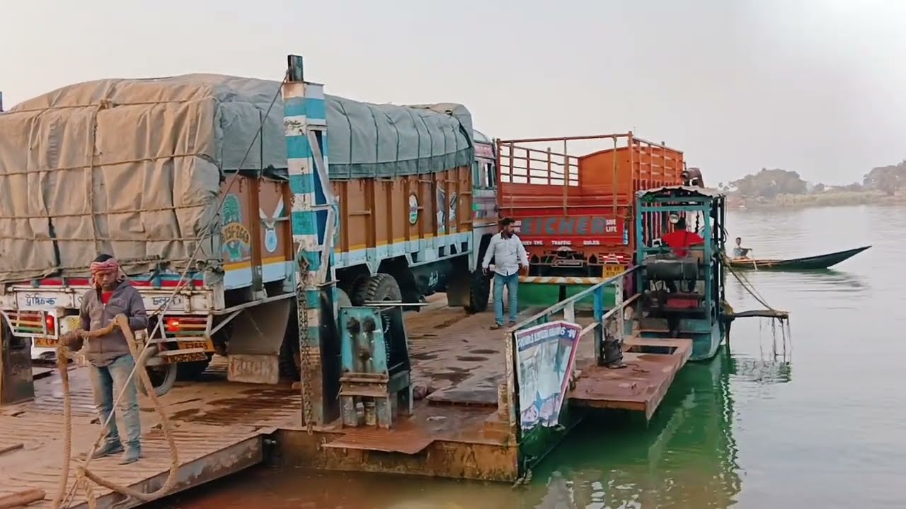 Truck Crossing River on Ferry | Amazing River Transport