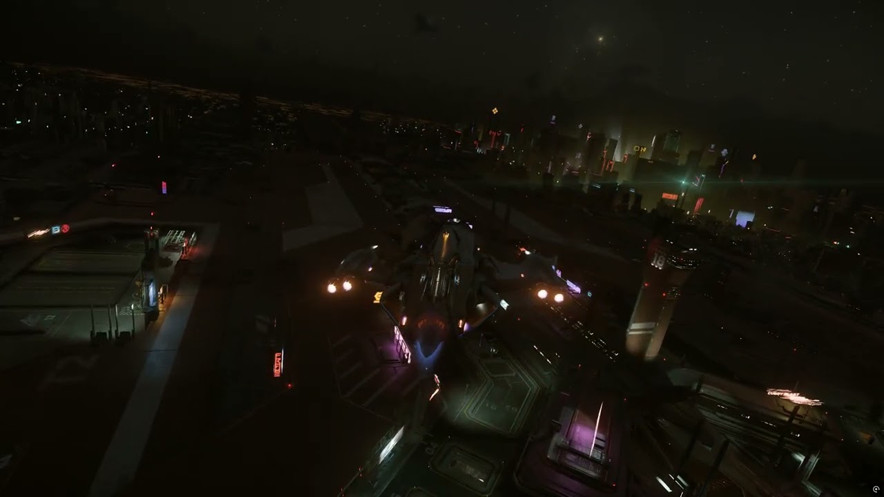 Star Citizen - Flying the Kruger L-21 Wolf around Area 18 at night
