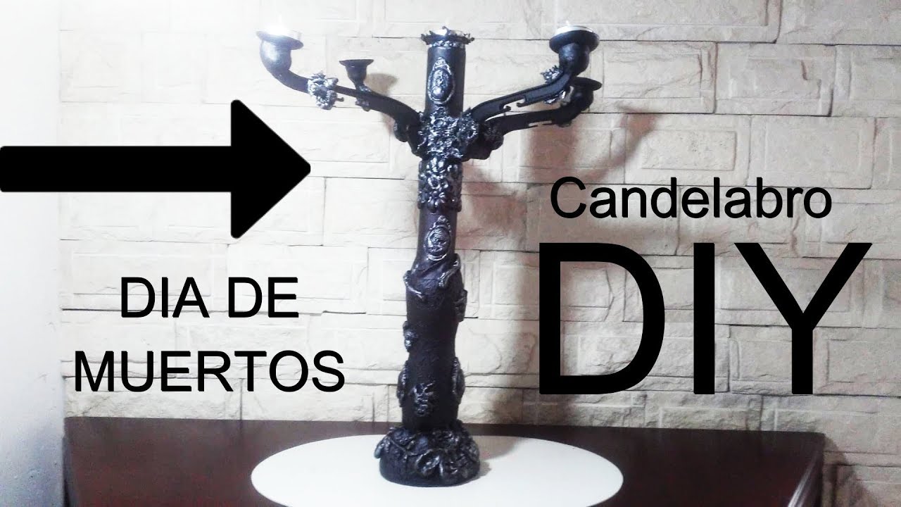 IDEAS DECORACIÓN DÍA DE  MUERTOS  HALLOWEEN, CANDELABRO  RECICLAJE CREATIVO