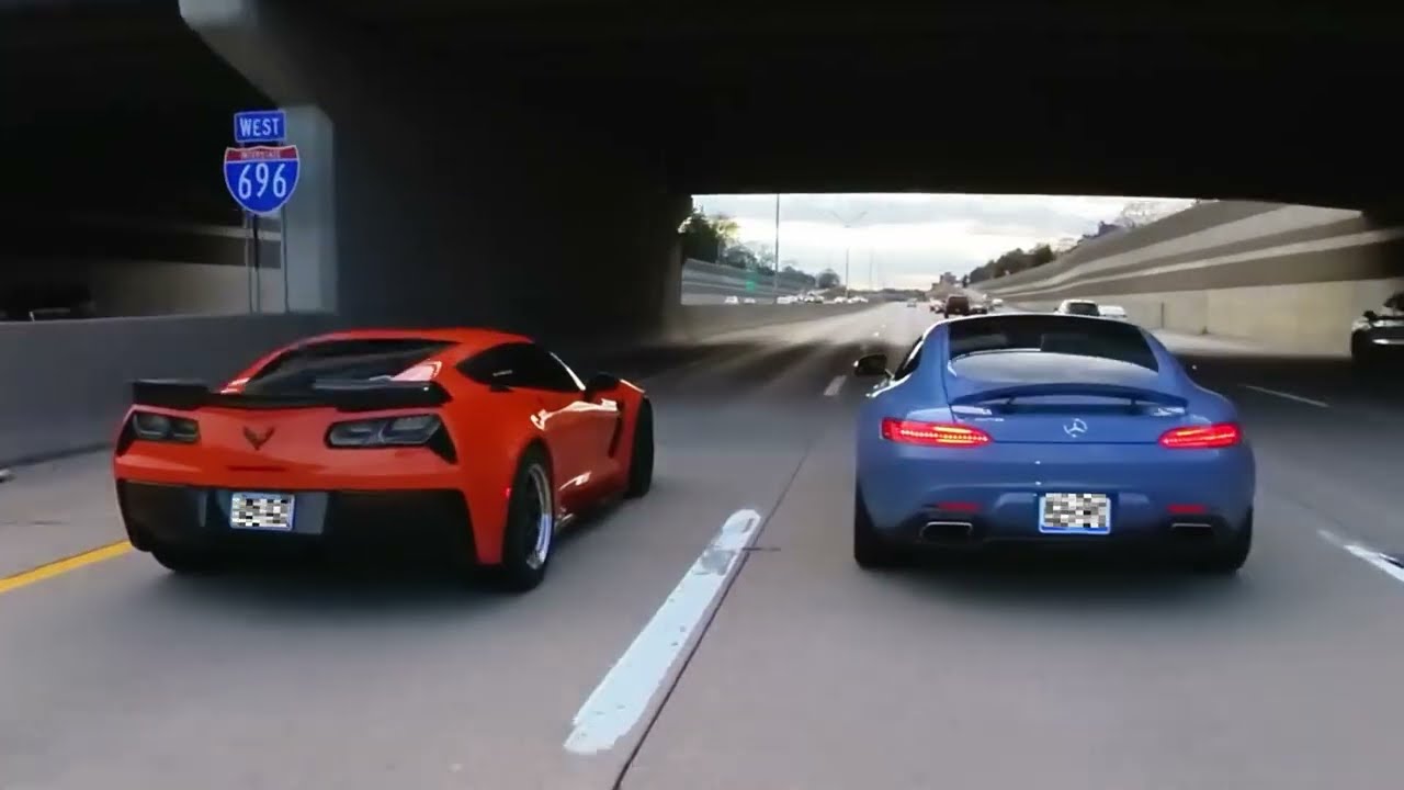 Corvette Z06 vs Mercedes AMG GT rolling race🔥